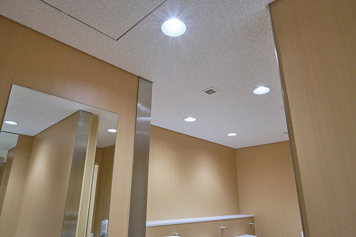 Photo taken in 2024 Restrooms in public facilities with motion sensor lighting. March 2024 Shinagawa ku, Tokyo