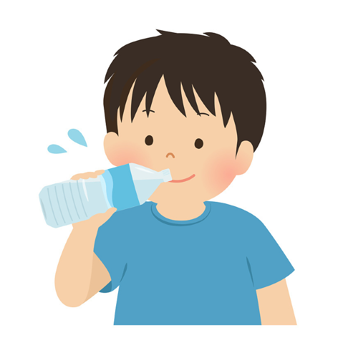 Vector illustration of a boy hydrating