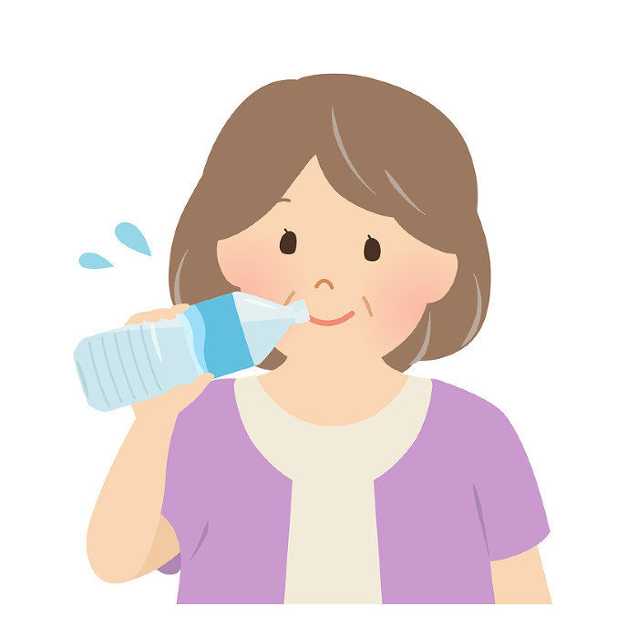 Vector illustration of a senior woman hydrating
