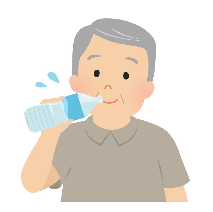 Vector illustration of a senior man hydrating