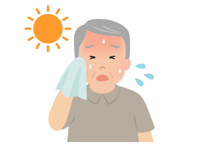Heat stroke Vector illustration of a hot senior man