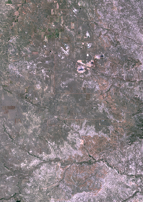 North Antelope Rochelle coal mine in 1984 Color satellite image of Campbell County, Wyoming, USA in 1984. The image shows the area at the beginning of the North Antelope Mine which opened in 1983, and the Rochelle Mine which opened in 1984., by Planet Observer Universal Images Group