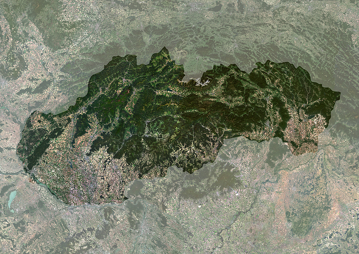 Slovakia with mask Color satellite image of Slovakia, with mask., by Planet Observer Universal Images Group