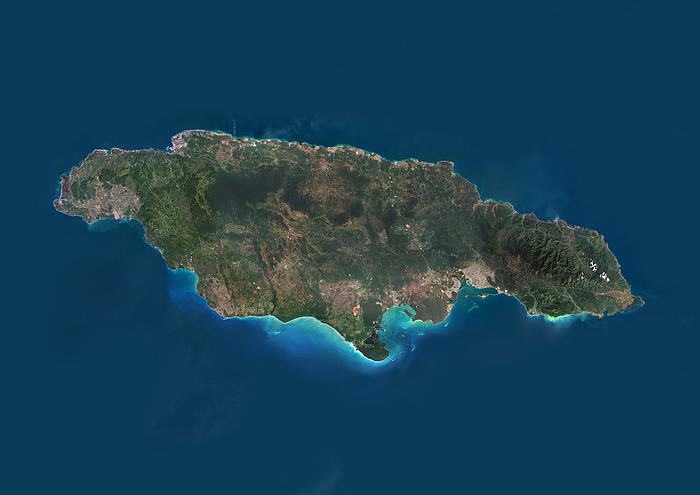 Jamaica Color satellite image of Jamaica., by Planet Observer Universal Images Group