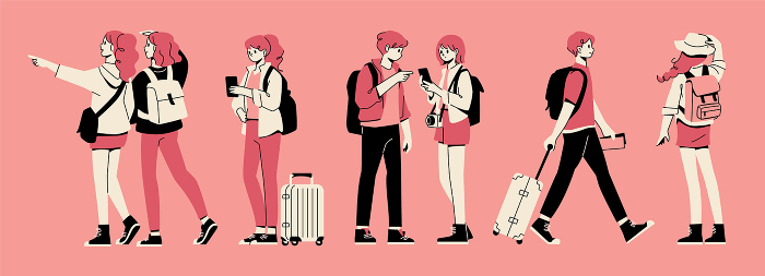 Set of people who enjoy traveling