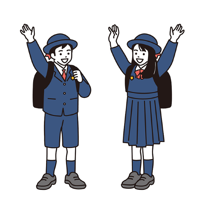 Simple illustration of an elementary school student in school uniform.