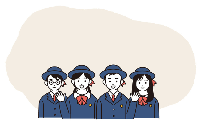 Clip art of smiling schoolchildren in school uniform