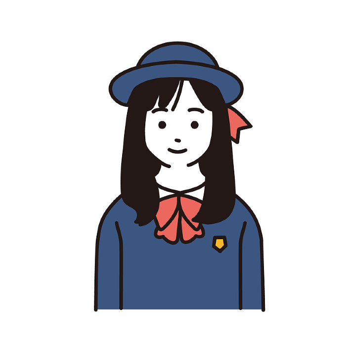 Simple Illustration of an Elementary School Student in School Uniform Front Facing Upper Body