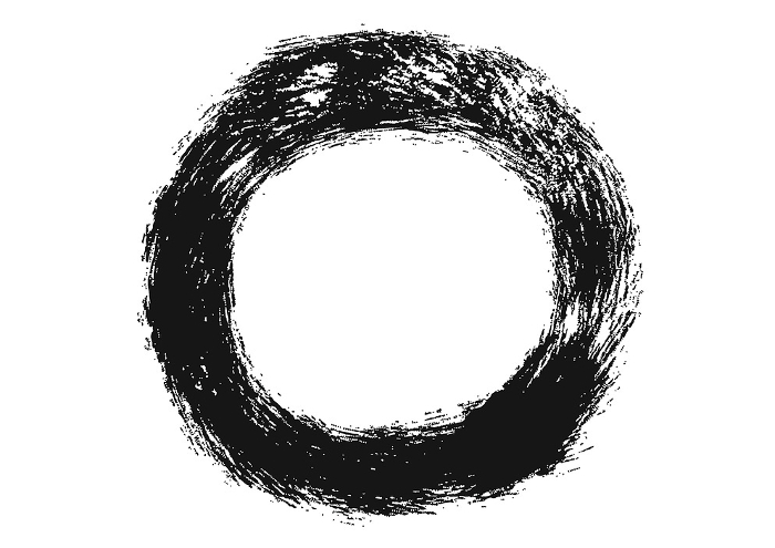 Japanese style circle painted with a rustling brush