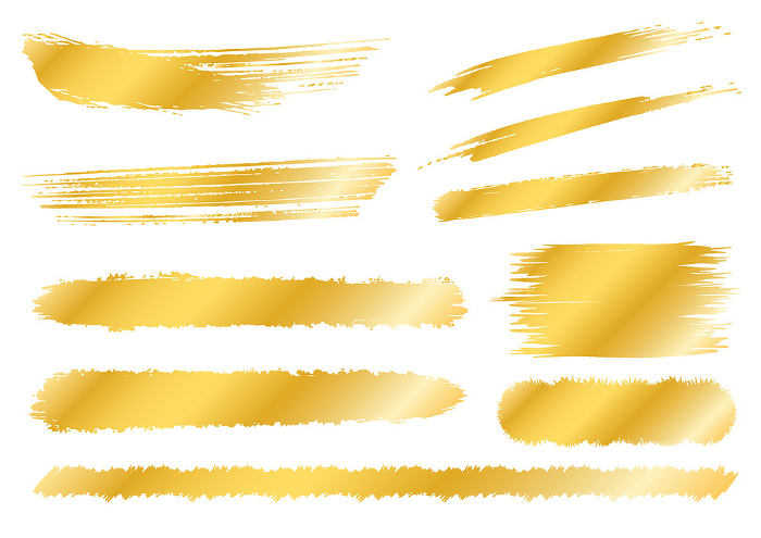 Set of 10 lines drawn with a golden brush