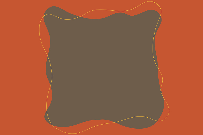 Loose square and line frames in brown or yellow on orange background