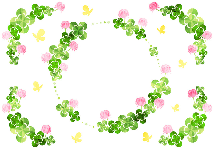 clover, red clover, frame, set, cute, illustration, spring