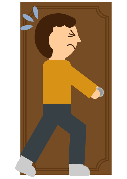 Image of a person having trouble opening a door.