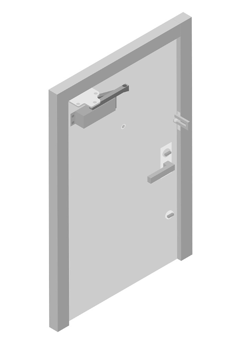 Image of door with isometric door closer