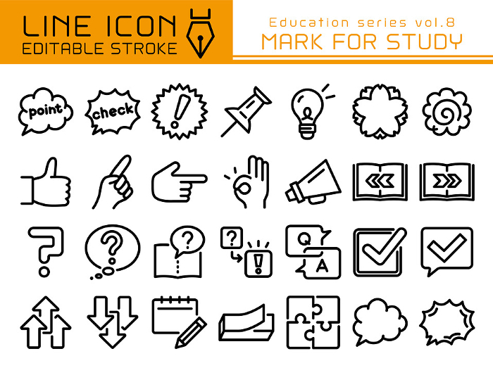 Line Icons Educational Series vol.8 Point Marks for Study