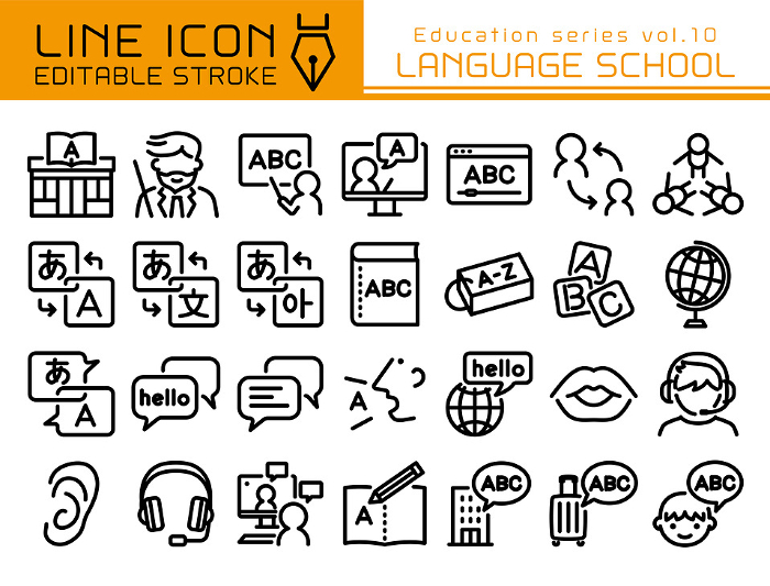 Line icons Education Series vol. 10 Language School