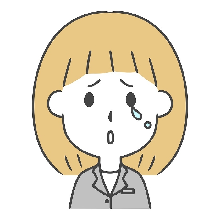 Clip art of woman in suit who is sad