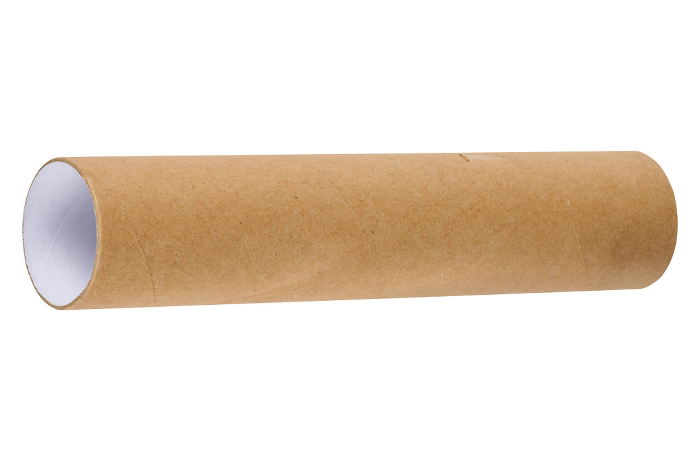 Brown paper towel tube on white isolated background, close up Brown paper towel tube on white isolated background, close up