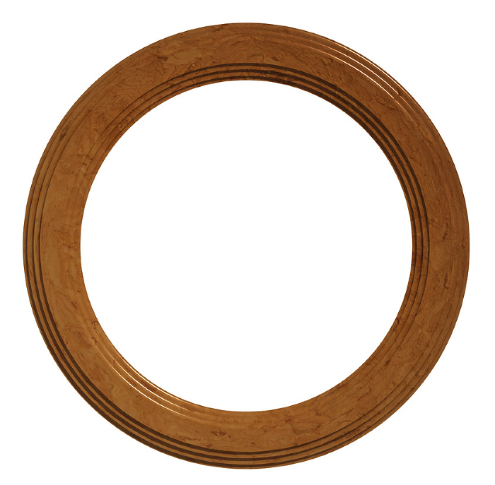 Empty wall round frame made of varnished wood on isolated background, copy space Empty wall round frame made of varnished wood on isolated background, copy space