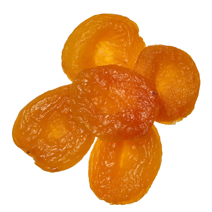 Dried apricot on isolated background, top view Dried apricot on isolated background, top view