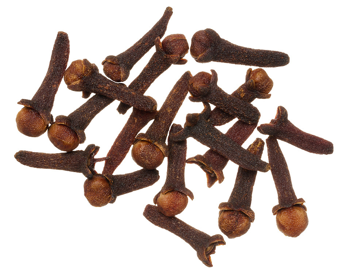 Dried clove spice on isolated background, top view Dried clove spice on isolated background, top view