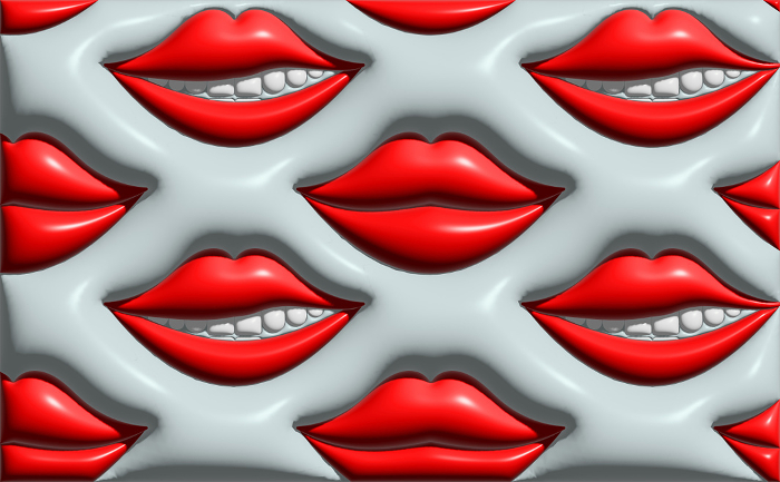 Red shining lips on a gray background, 3D rendering illustration Red shining lips on a gray background, 3D rendering illustration