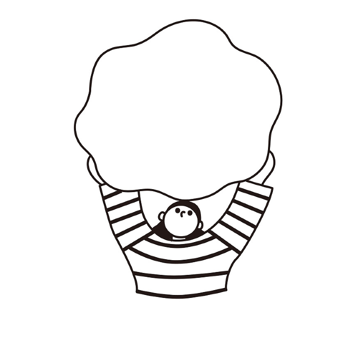 Line drawing vector of a woman with a balloon
