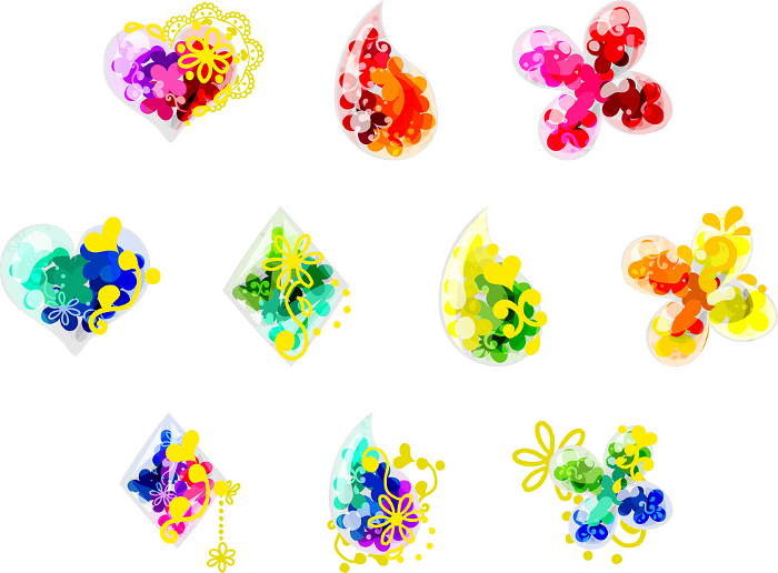 Stylish and colorful floral crystal icons