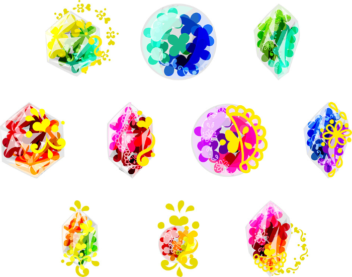 Stylish and colorful floral crystal icons