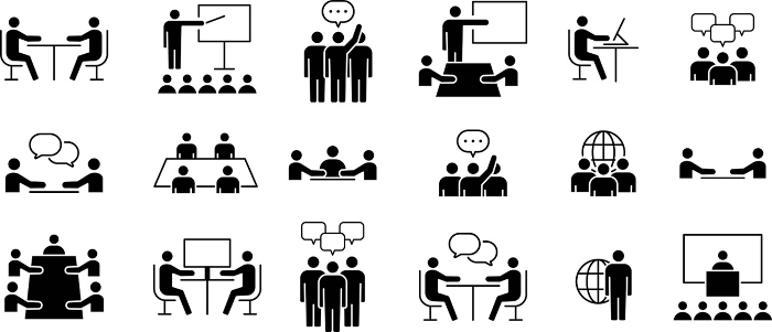 Set of silhouette pictograms about business