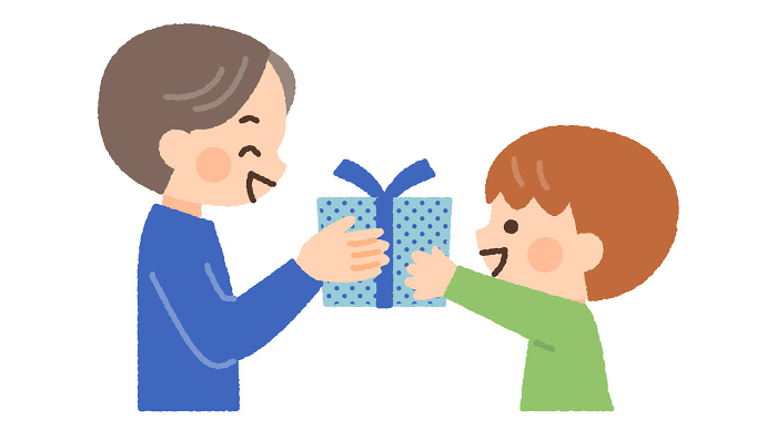 Clip art of child giving a present to father