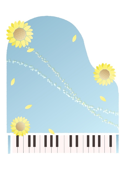 Clip art of grand piano and yellow flowers