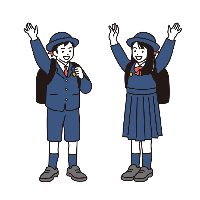 Simple illustration of an elementary school student in school uniform.