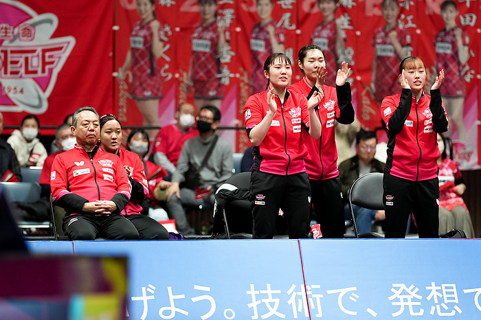 2023 24 T.LEAGUE Nippon Life Red Elf  Red Elf  MARCH 23, 2024   Table Tennis :. 2023 24 Nojima T.LEAGUE Semi Final between Nippon Life Red Elf   Nippon Paint Mallets Match 4 at Yoyogi National Stadium 2nd Gymnasium,Tokyo, Japan.  Photo by T.LEAGUE AFLO SPORT 
