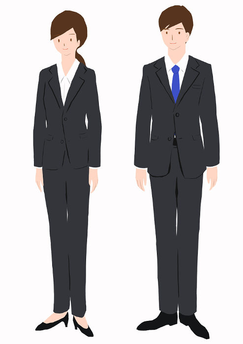 Clip art of standing young men and women in suits