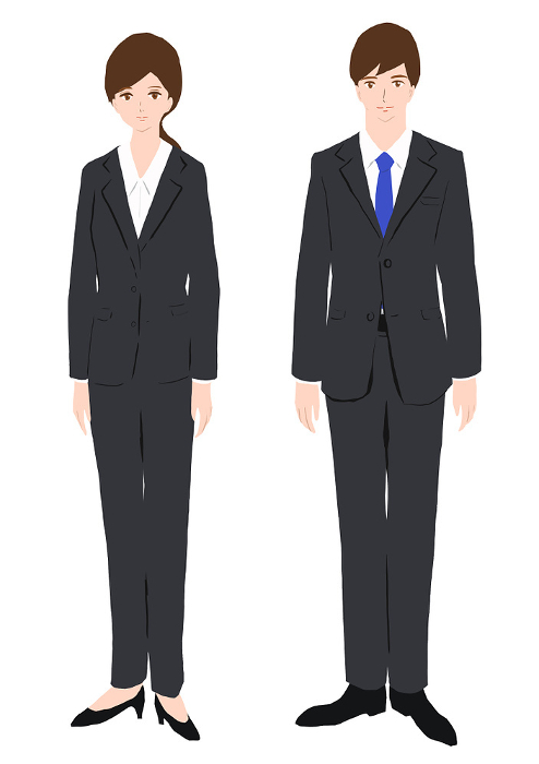 Clip art of standing young men and women in suits
