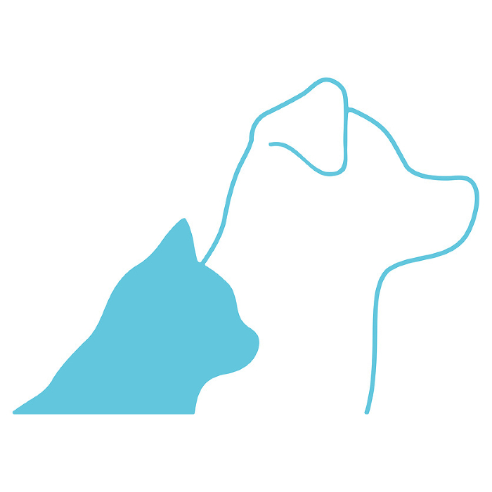 Simple and cute silhouettes of a dog and a cat overlapping each other Bust up