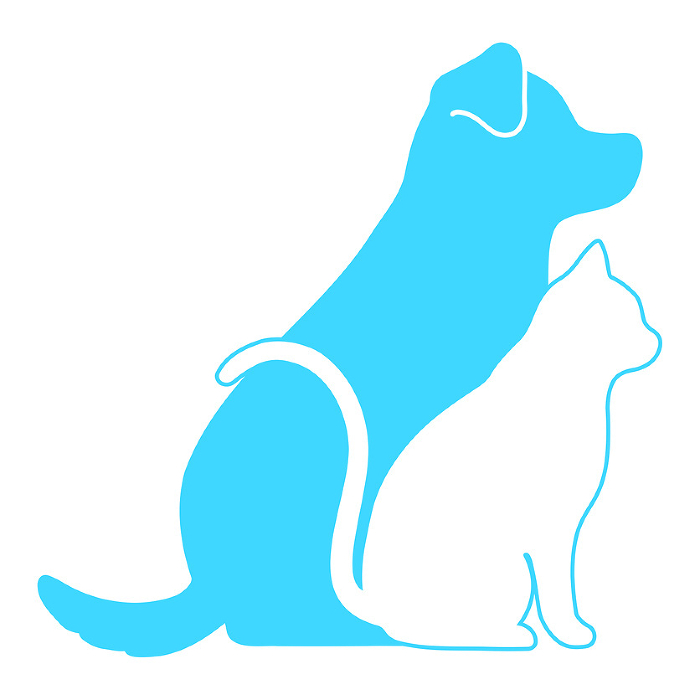 Simple and cute silhouettes of a dog and a cat