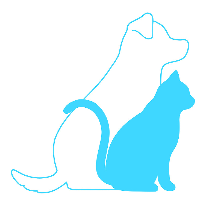 Simple, cute silhouettes of overlapping dogs and cats