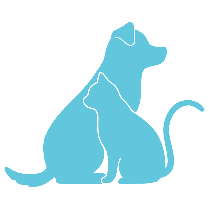 Simple, cute silhouettes of overlapping dogs and cats