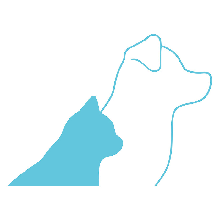 Simple and cute silhouettes of a dog and a cat Bust up