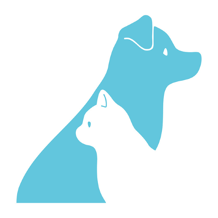 Simple and cute silhouette of a dog and a cat overlapping each other Bust-up with face