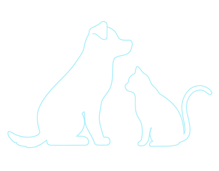 Simple and cute outline silhouettes of a dog and a cat