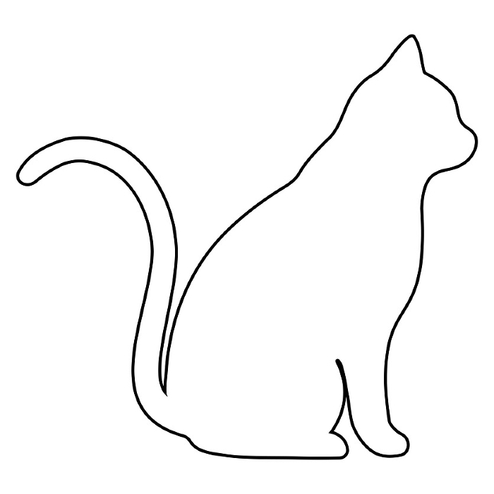 Simple and cute outline silhouette of a cat