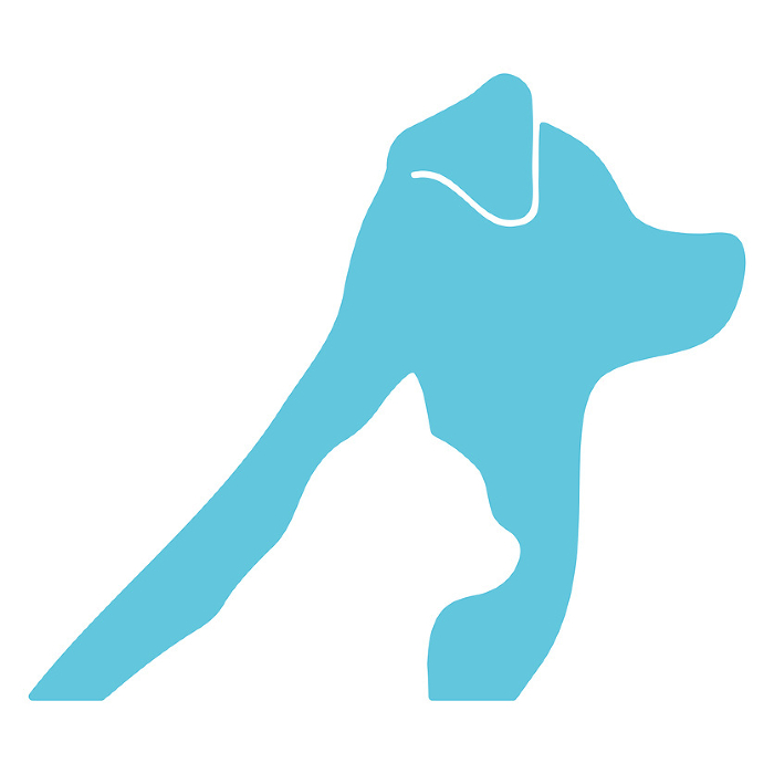 Simple and cute silhouettes of a dog and a cat overlapping each other Bust up