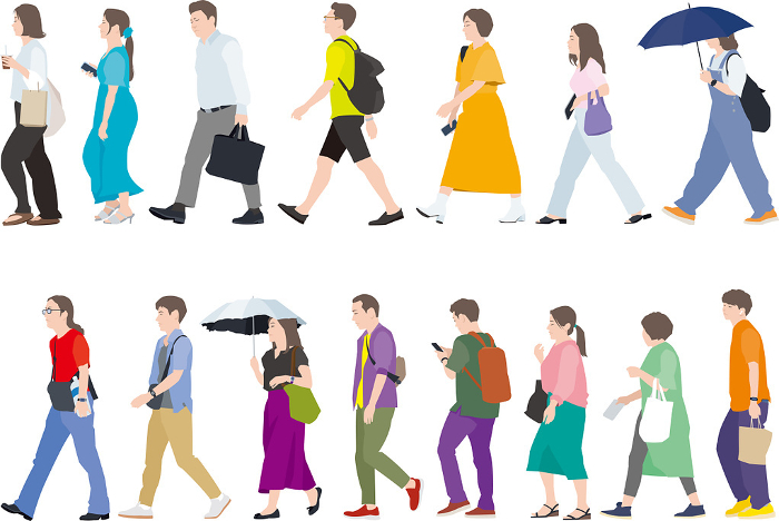 People Walking in the City Illustration Set