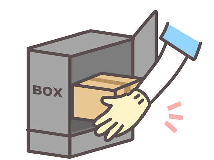 Illustration 1: Putting a cardboard box in a delivery box