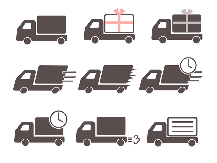 Simple icon set of trucks 1