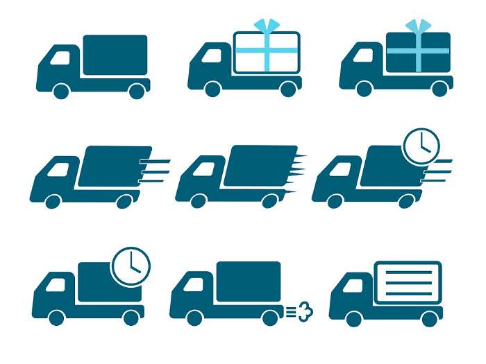 Simple icon set of trucks 2