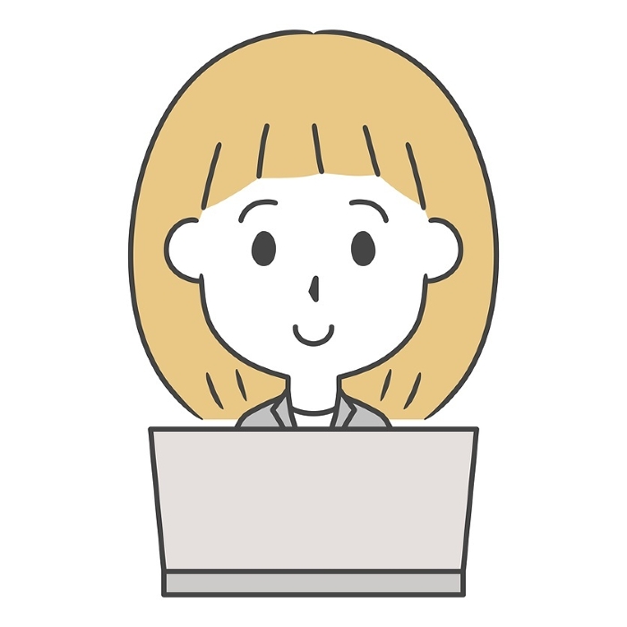 Clip art of woman in suit using computer